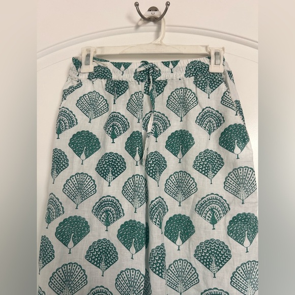 Roller Rabbit 100% Linen Wide leg PANTS PEACOCKS TYRA size extra small eclectic - Picture 8 of 14